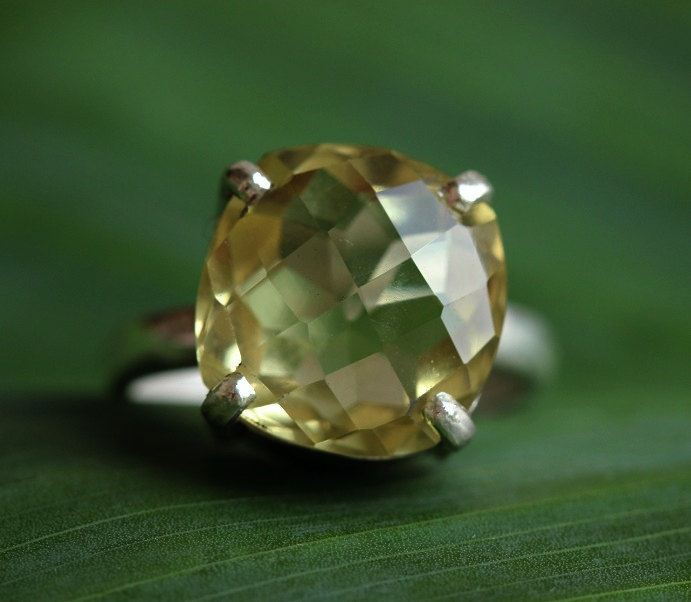 Lemon quartz ring Natural gemstone