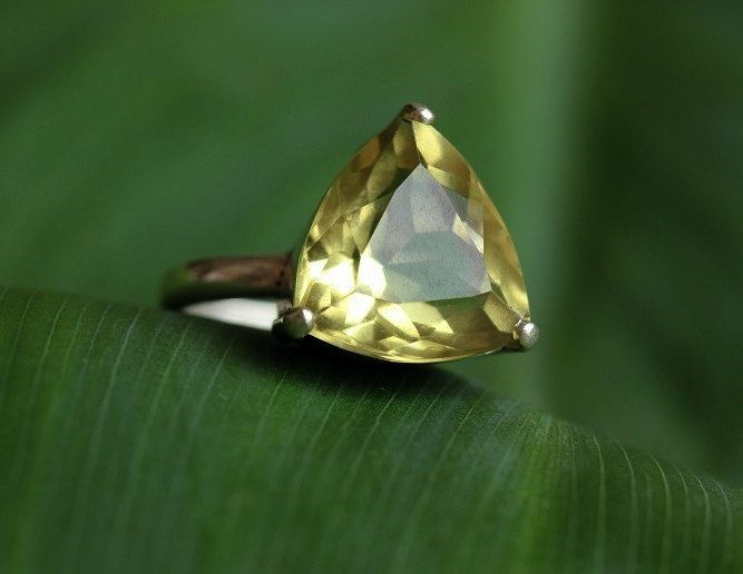 Lemon quartz ring Natural gemstone