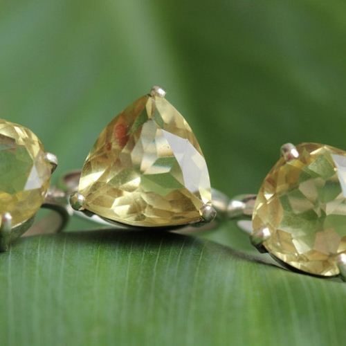 Lemon quartz ring, Natural gemstone silver ring