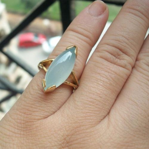 Light blue chalcedony stone ring