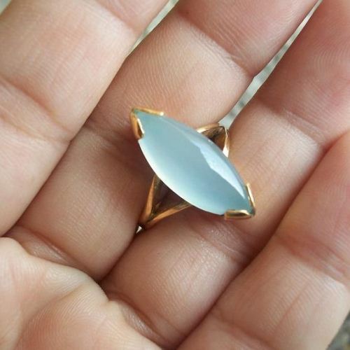 Light blue chalcedony stone ring - Marquise ring - Sterling silver 925