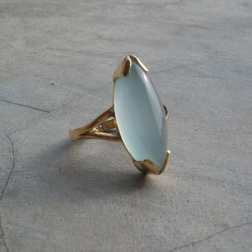Light blue chalcedony stone ring - Marquise ring - Sterling silver 925