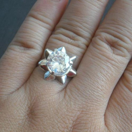 Lotus ring, Engagement ring, Handmade platinum plated promise ring