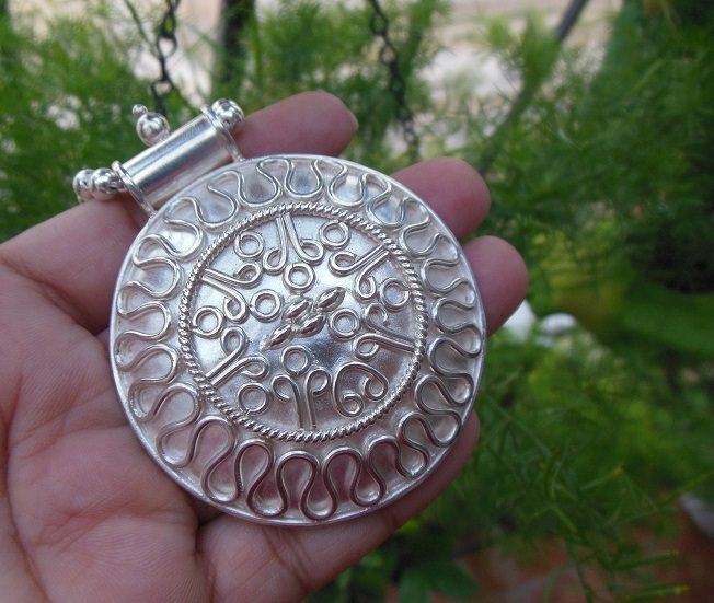 Medallion necklace Ethnic pendant Bold