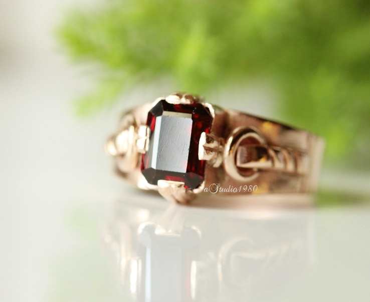 Men Garnet ring - 14K rose gold Garnet Ring - Engagement ring