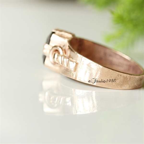 Men Garnet ring - 14K rose gold Garnet Ring - Engagement ring