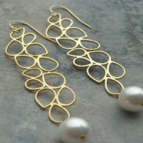 Modern swarovski crystal pearl gold filled earrings