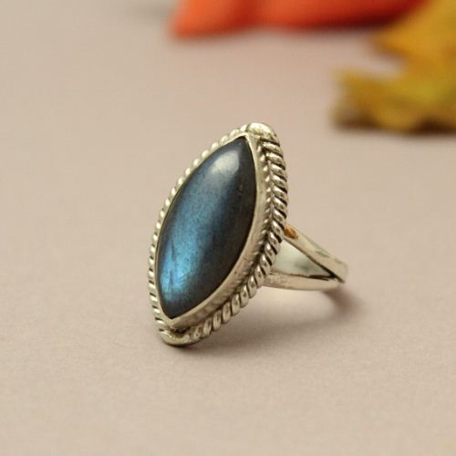 Natural Labradorite Ring Bezel set