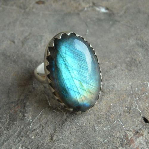 Natural Labradorite Ring Oval Labradorite