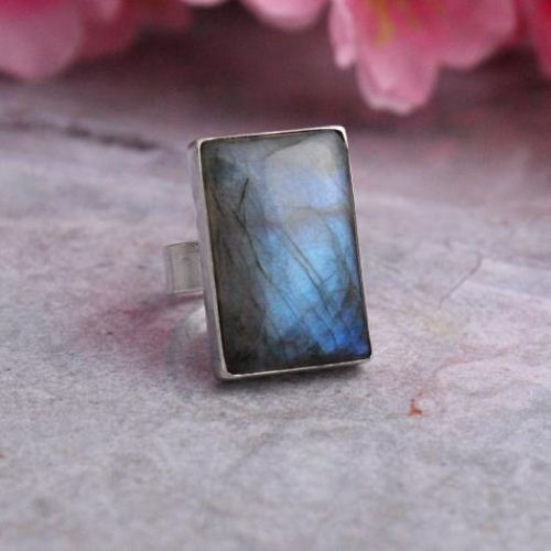Natural Labradorite Ring Rectangle ring