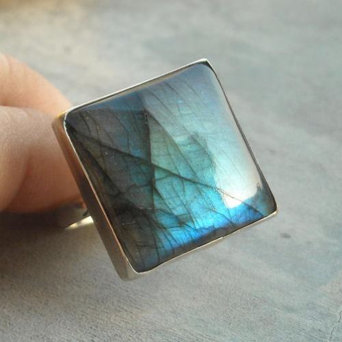 Natural Labradorite Ring Square ring