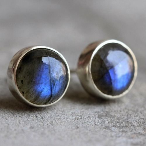 Natural Labradorite earrings, Stud earrings, Silver ear studs