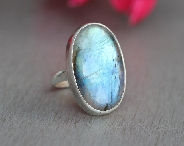 Natural Labradorite ring Oval ring