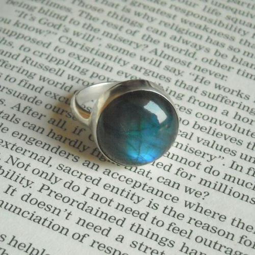 Natural labradorite ring, Cute sterling silver ring, Gift for her