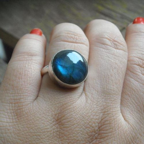 Natural labradorite ring, Cute sterling silver ring, Gift for her