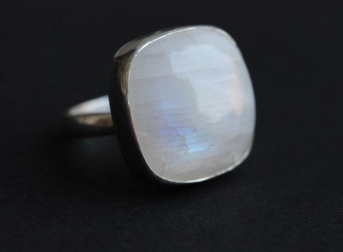 OOAK Adjustable ring Rainbow moonstone