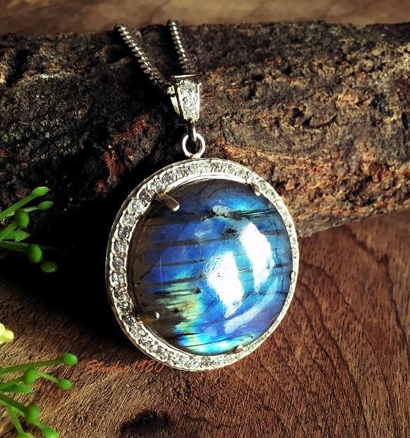 Labradorite pendant necklace, Handmade artisan silver jewelry
