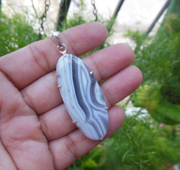 OOAK Botswana Agate pendant Prong