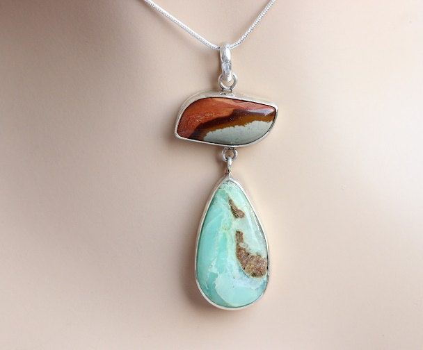 OOAK Chrysoprase Jasper pendant, Artisan Gemstone pendant in silver