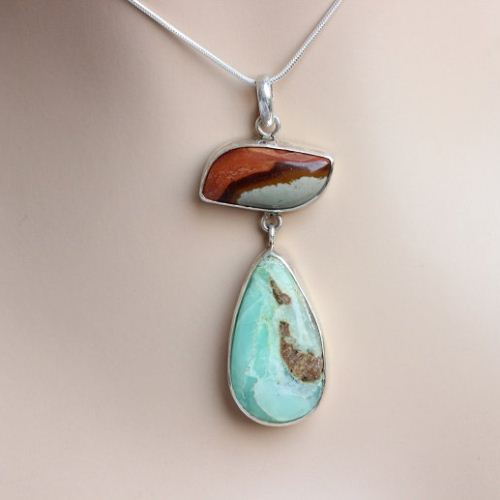 OOAK Chrysoprase Jasper pendant, Artisan Gemstone pendant in silver