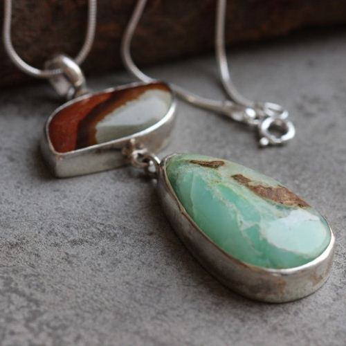 OOAK Chrysoprase Jasper pendant, Artisan Gemstone pendant in silver