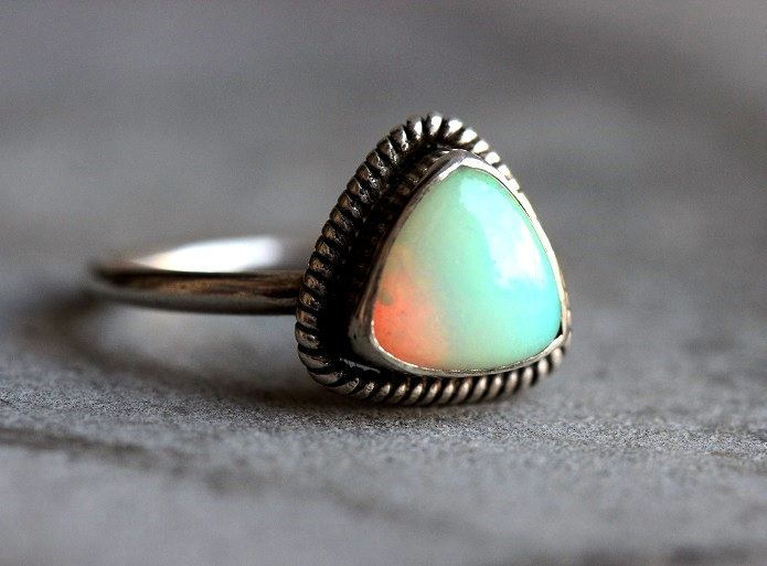 OOAK Genuine opal ring Triangle