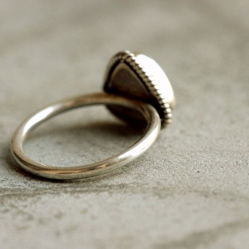 OOAK Genuine opal ring, Triangle opal silver ring