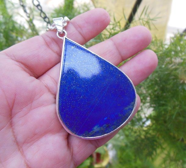 OOAK Lapis lazuli pendant, Blue silver pendant, Drop pendant
