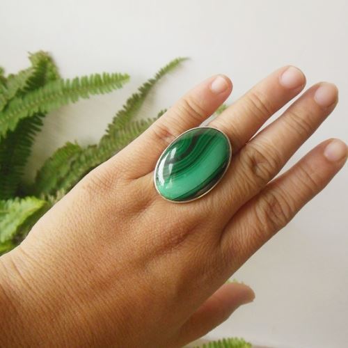 OOAK Malachite Ring, Artisan ring, Sterling silver gemstone ring
