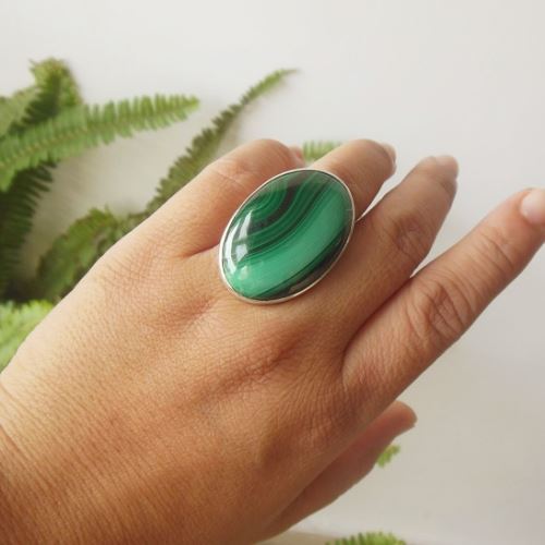 OOAK Malachite Ring, Artisan ring, Sterling silver gemstone ring