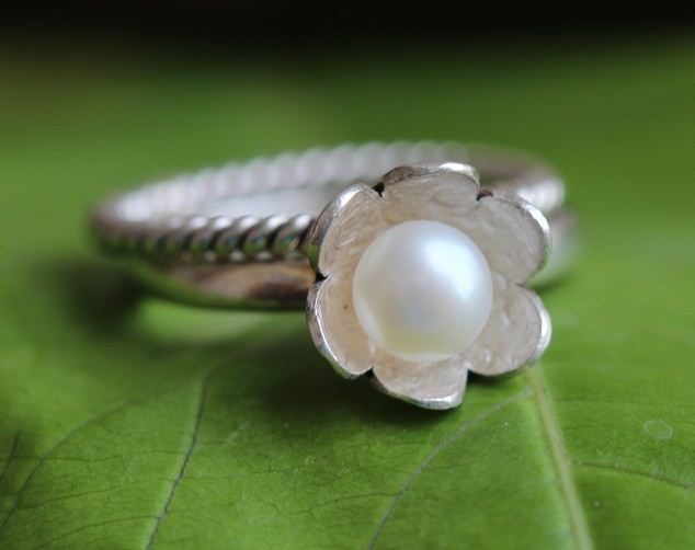 OOAK Pearl ring Handmade ring