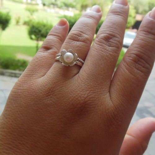 OOAK Pearl silver ring, Handmade ring, Anniversary engagement gift