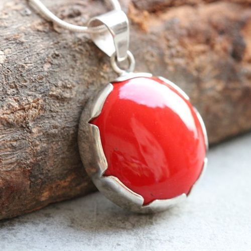OOAK Red Coral pendant, Artisan pendant, Coral silver pendant