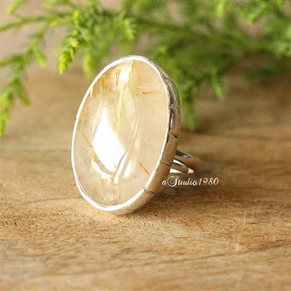 OOAK Rutil Quartz ring - adjustable ring - statement ring 