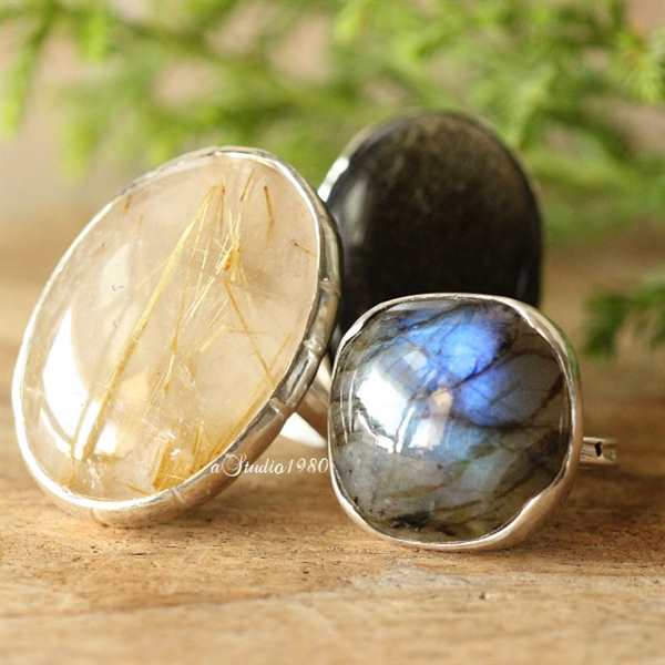 OOAK Rutil Quartz ring - adjustable ring - statement ring 