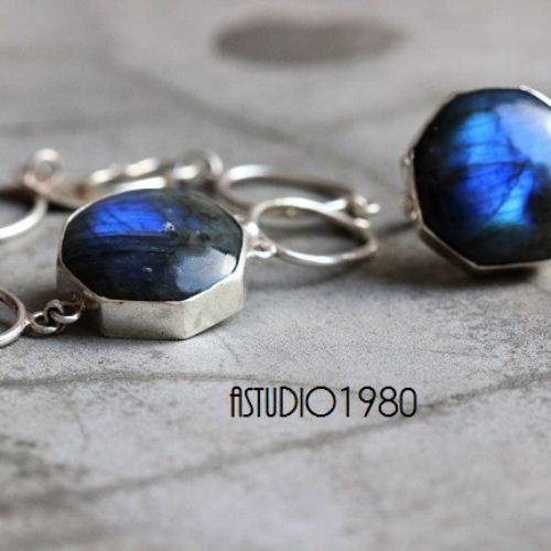 OOAK Statement ring, Labradorite Ring, Bold hexagon silver ring