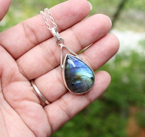 OOAK labradorite pendant necklace - Gemstone silver pendant