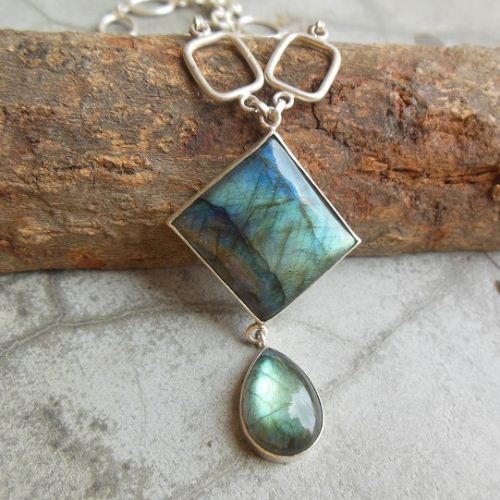 OOAK necklace, Statement necklace, Labradorite silver pendant necklace 