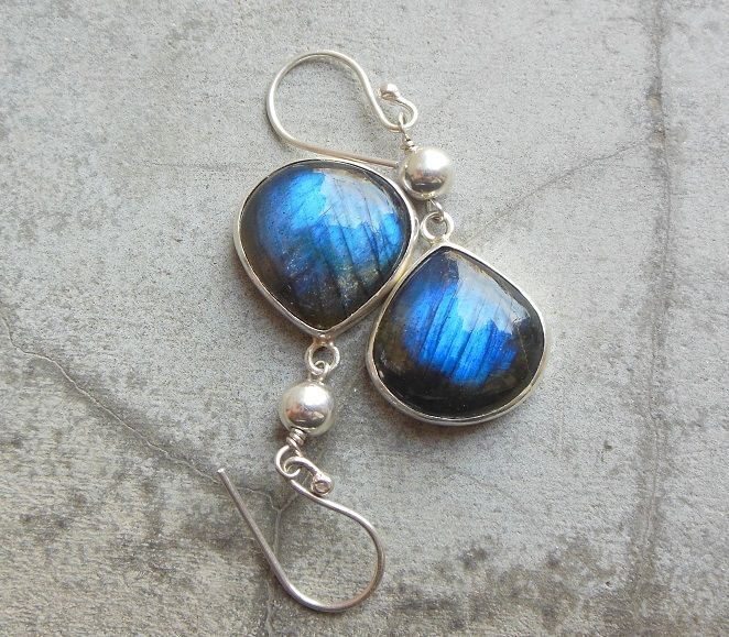 OOAk Blue Dangle earrings, Labradorite sterling Silver earrings