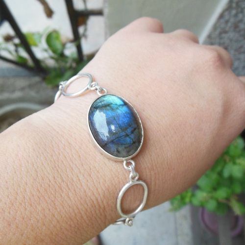One of a kind gift for her - Handmade labradorite silver bracelet