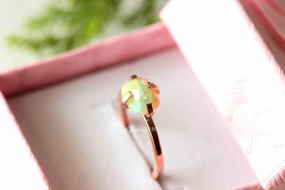 Opal ring - 14K rose gold Ring - Engagement ring- gold opal ring 