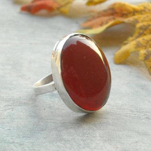 Sterling silver carnelian ring, Carnelian silver ring jewelry