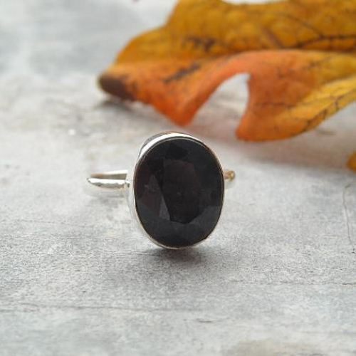 Oval ring, Blue ring, Sapphire silver ring, Handmade ring