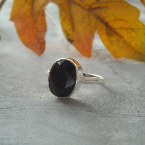 Oval ring, Blue ring, Sapphire silver ring, Handmade ring