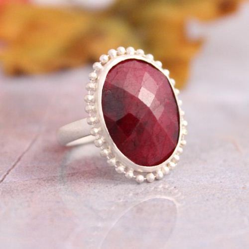 Oval ruby ring July birthstone