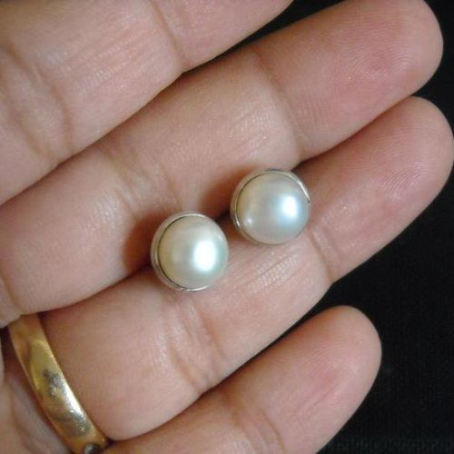 Pearl stud earrings, 8mm classic sterling silver pearl earrings