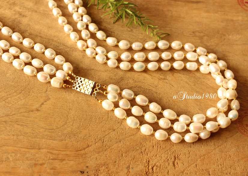 Pearl layered gemstone necklace anniversary gift