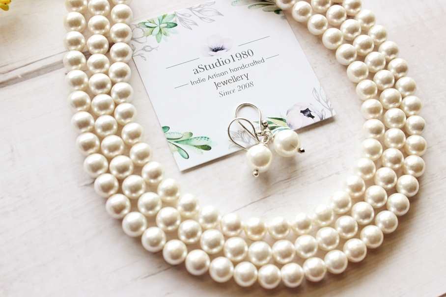 Pearl layered gemstone necklace anniversary gift