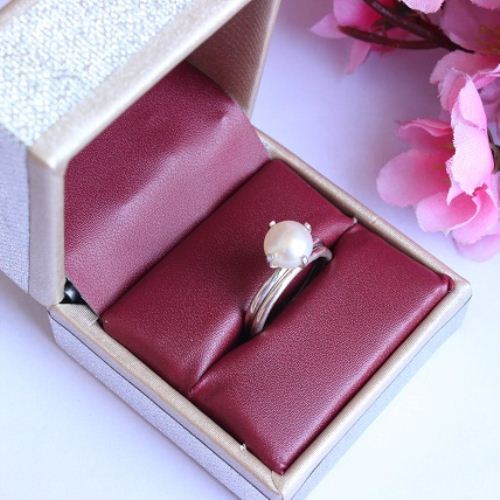 Pearl ring, Wedding ring, Anniversary engagement silver ring 