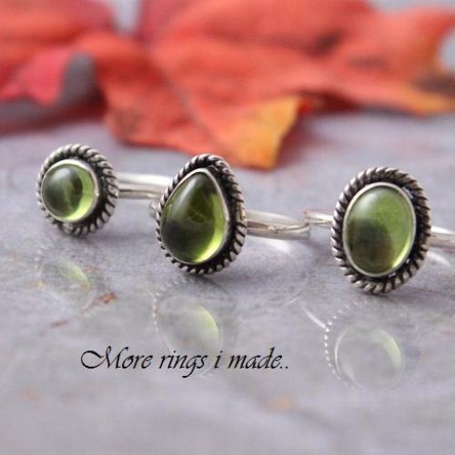 Peridot ring, Olive green ring, August birthstone silver handmade ring